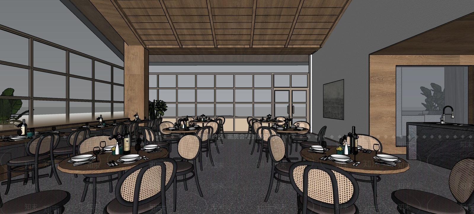 新中式餐厅SU模型下载【ID:980931004】