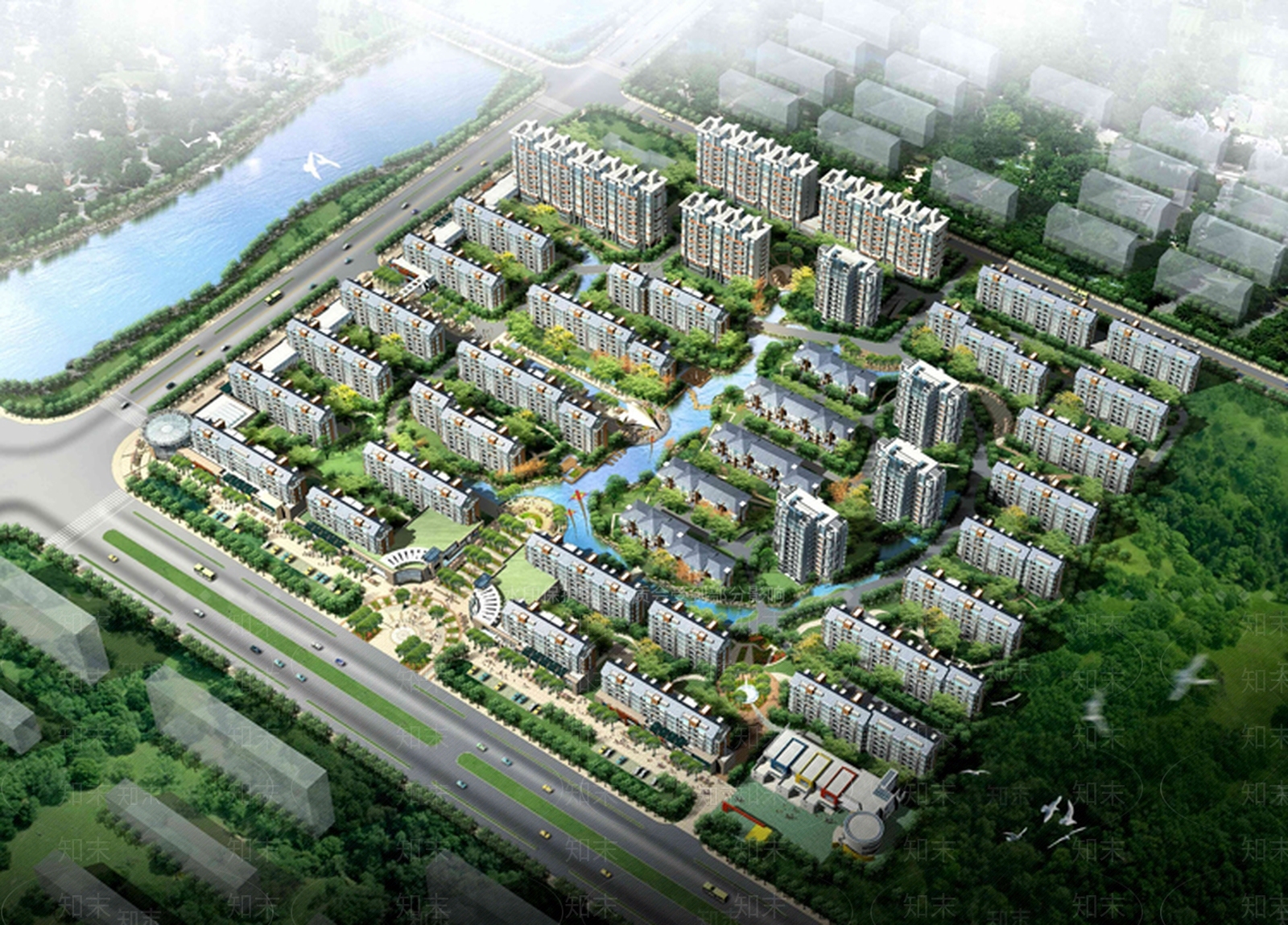 现代小区建筑SU模型下载【ID:880930754】