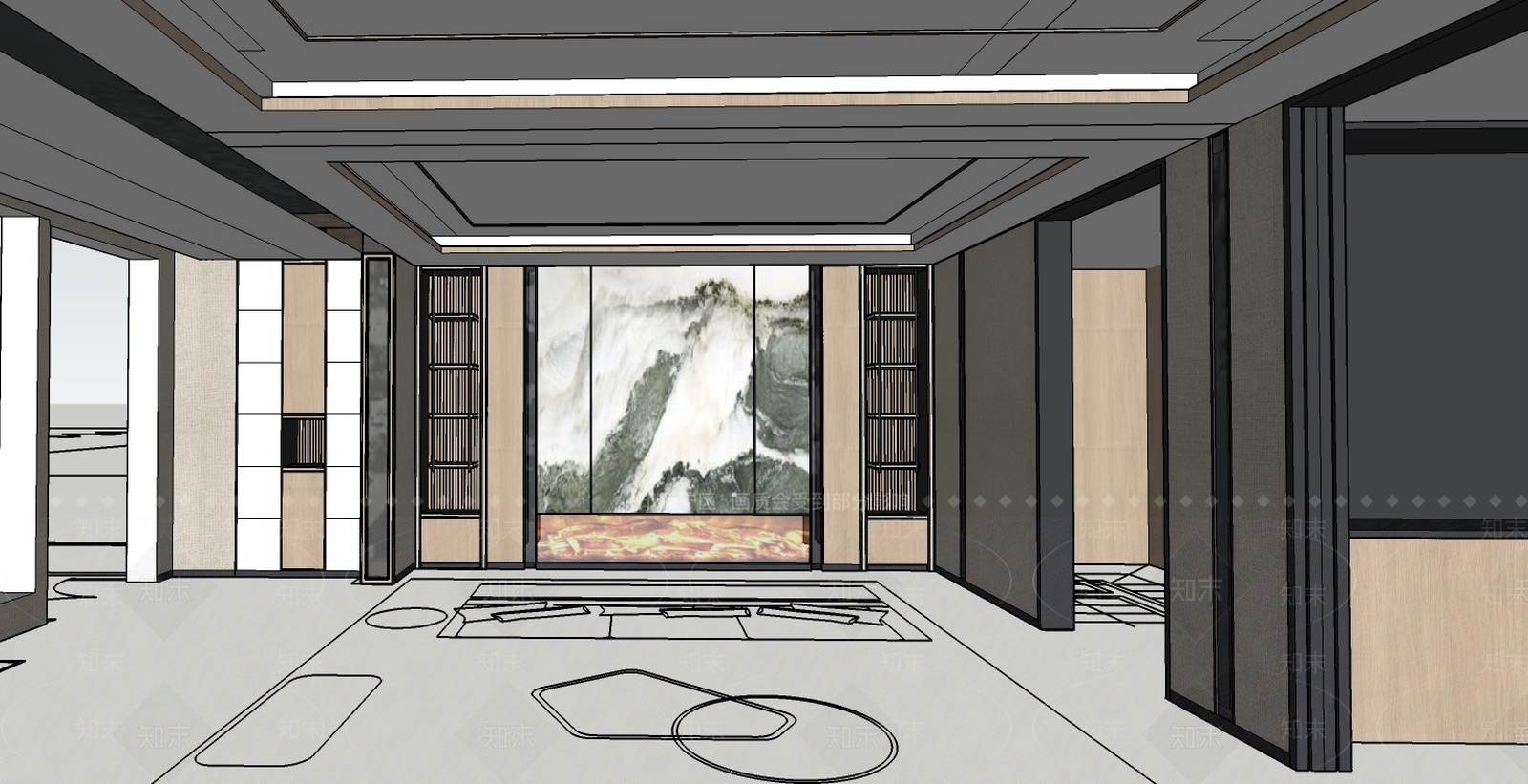 新中式样板间展厅SU模型下载【ID:280936922】