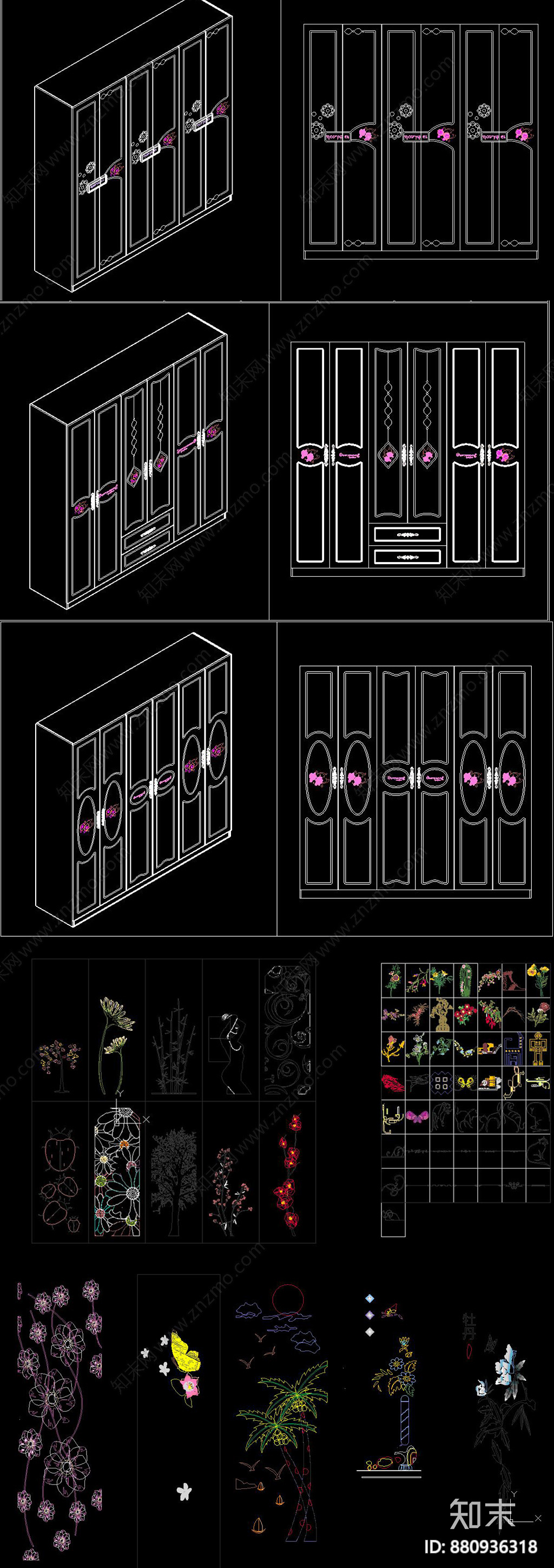 韩式家具花纹CAD图库施工图下载【ID:880936318】
