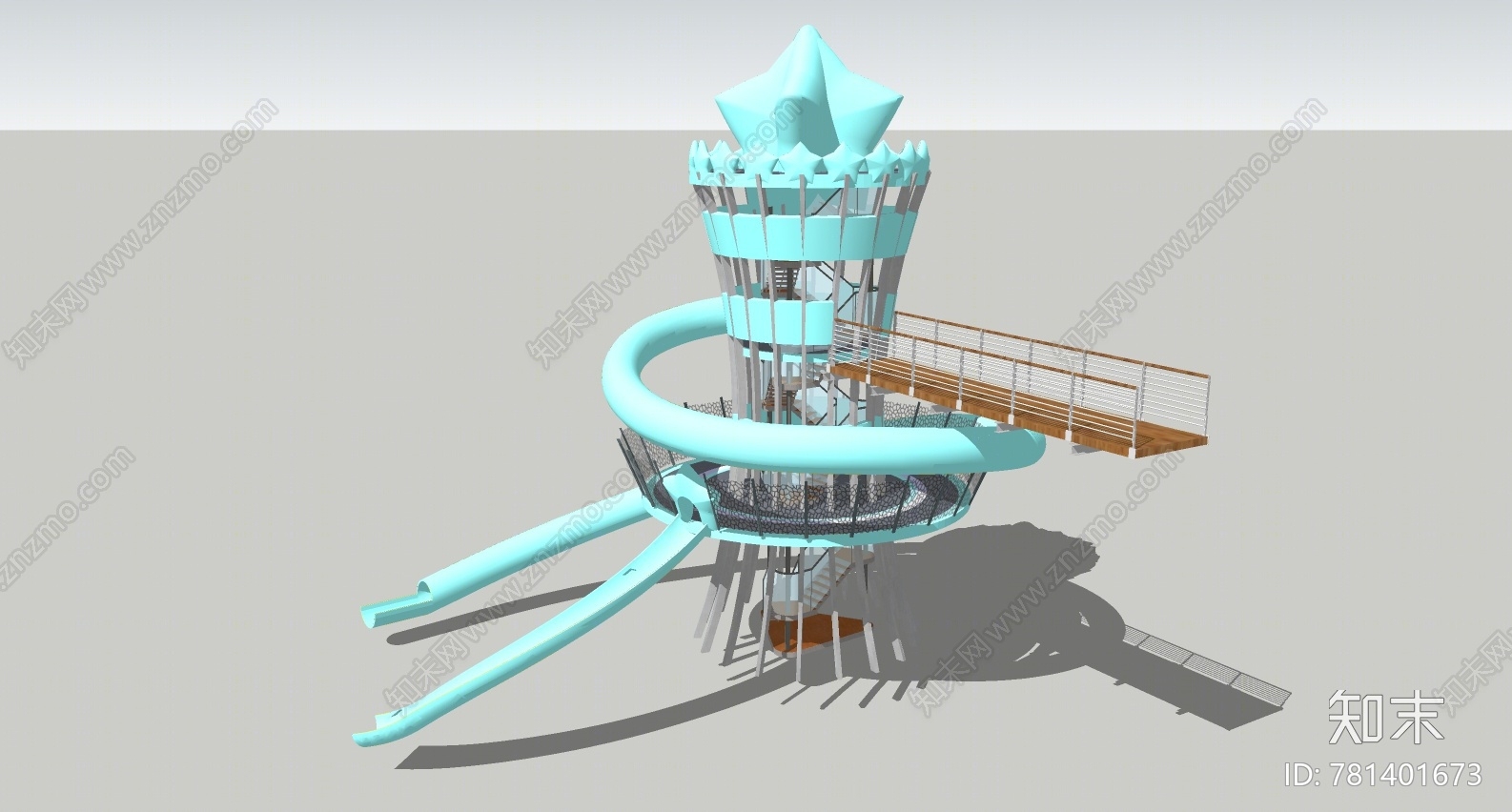 现代风格儿童滑梯SU模型下载【ID:781401673】