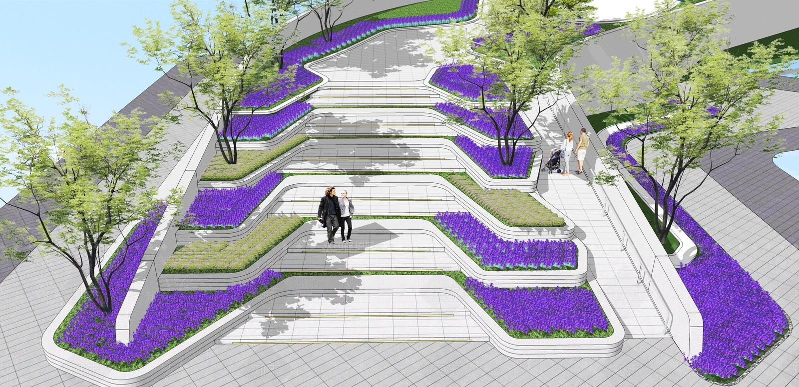 现代风格住宅景观SU模型下载【ID:580958441】