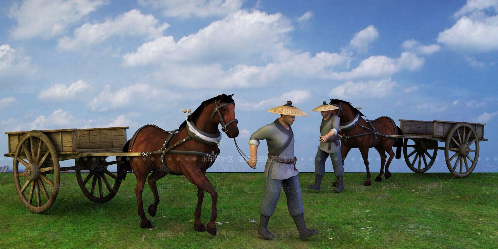 中式马车3D模型下载【ID:881001900】