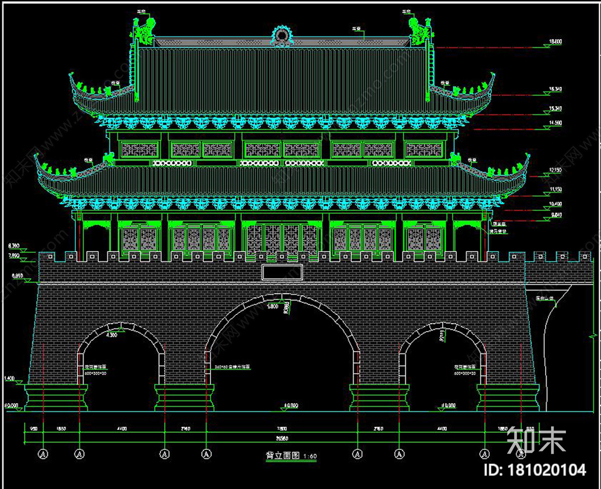 古城门建筑图施工图下载【ID:181020104】