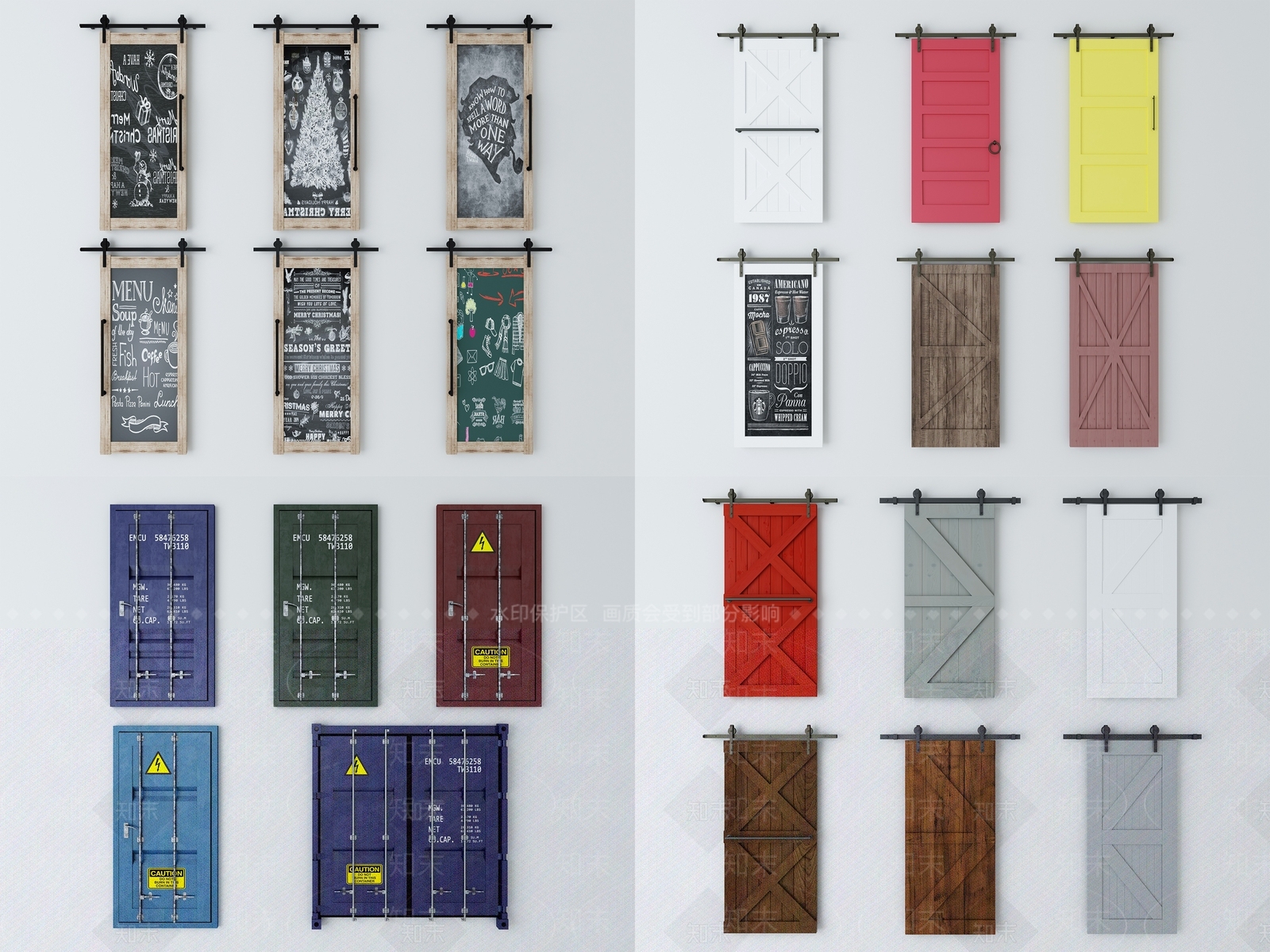 北欧门组合3D模型下载【ID:981025884】