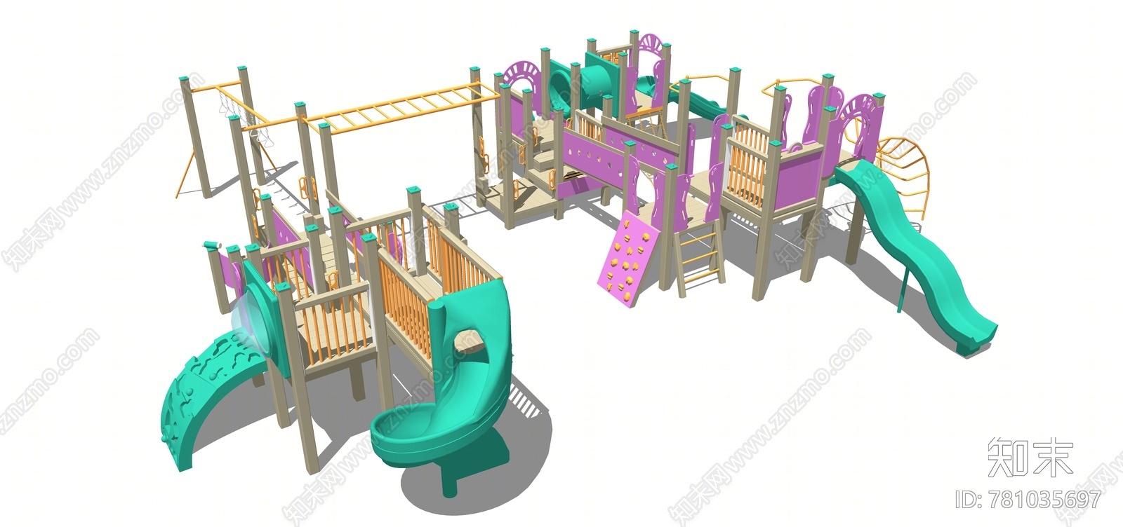 现代儿童滑梯SU模型下载【ID:781035697】