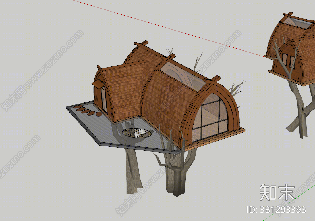 现代树屋SU模型下载【ID:381293393】