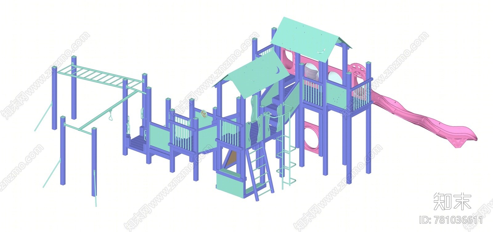 现代儿童滑梯SU模型下载【ID:781036611】