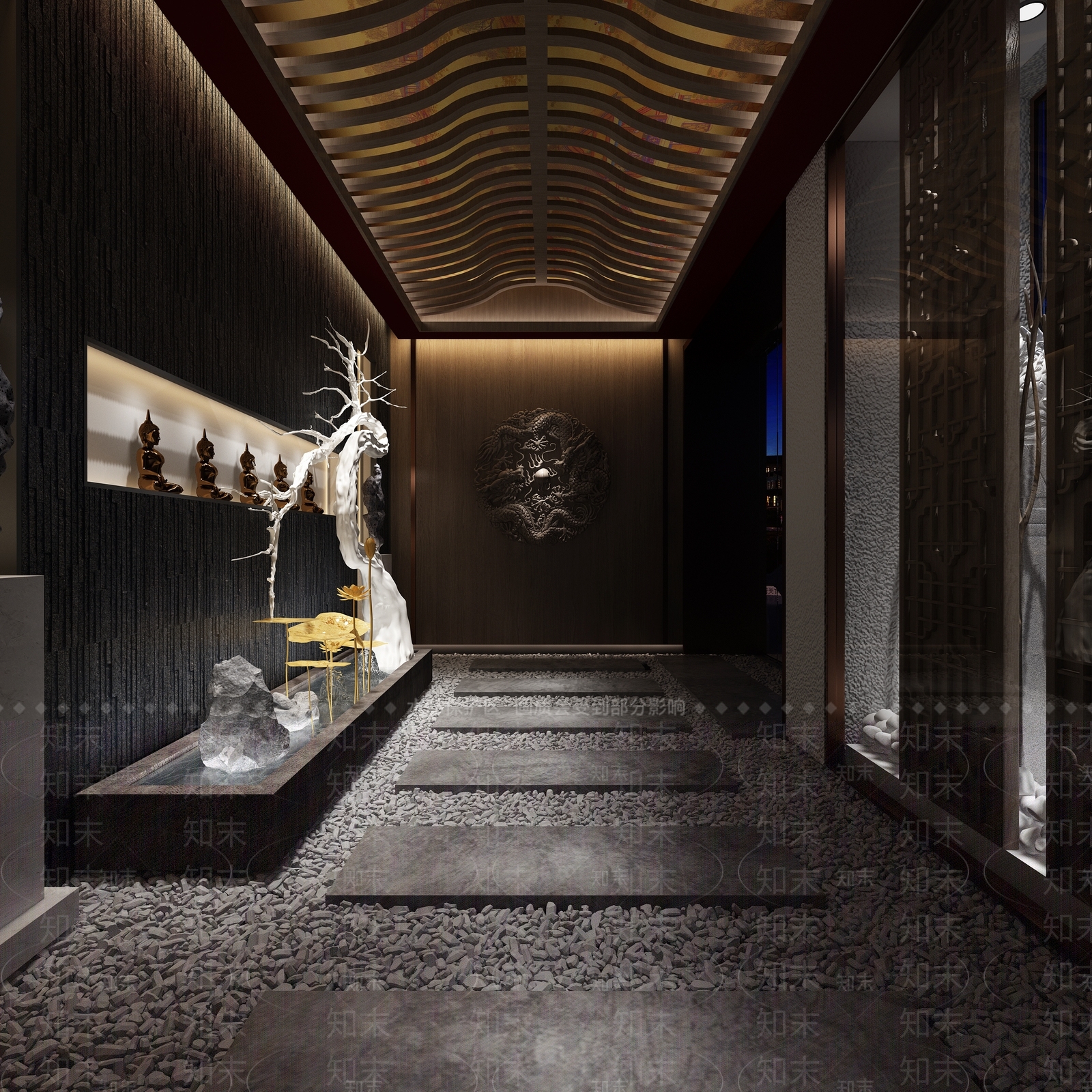 中式玄关过道3D模型下载【ID:381043454】