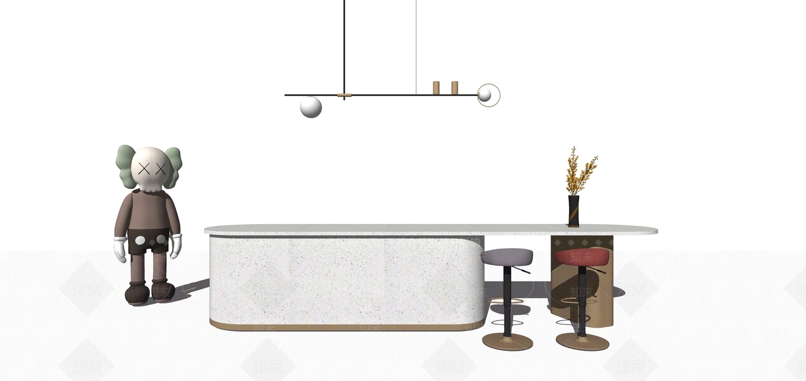 现代风格吧台吧椅SU模型下载【ID:981064336】