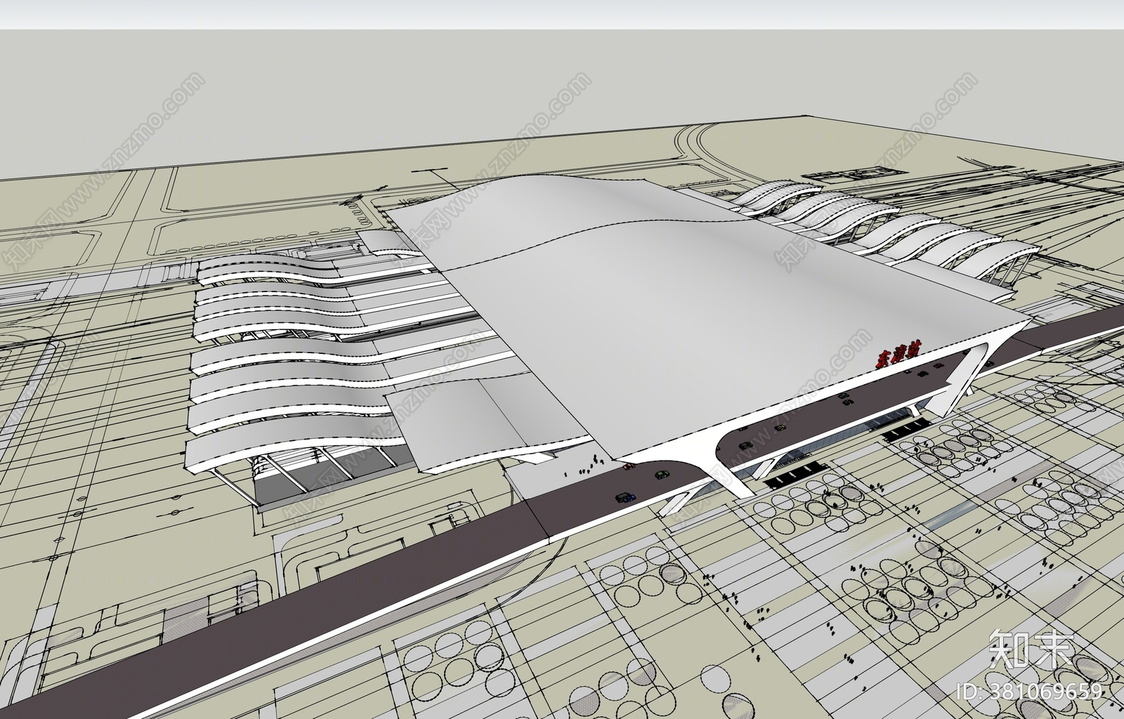 现代风格机场车站SU模型下载【ID:381069659】