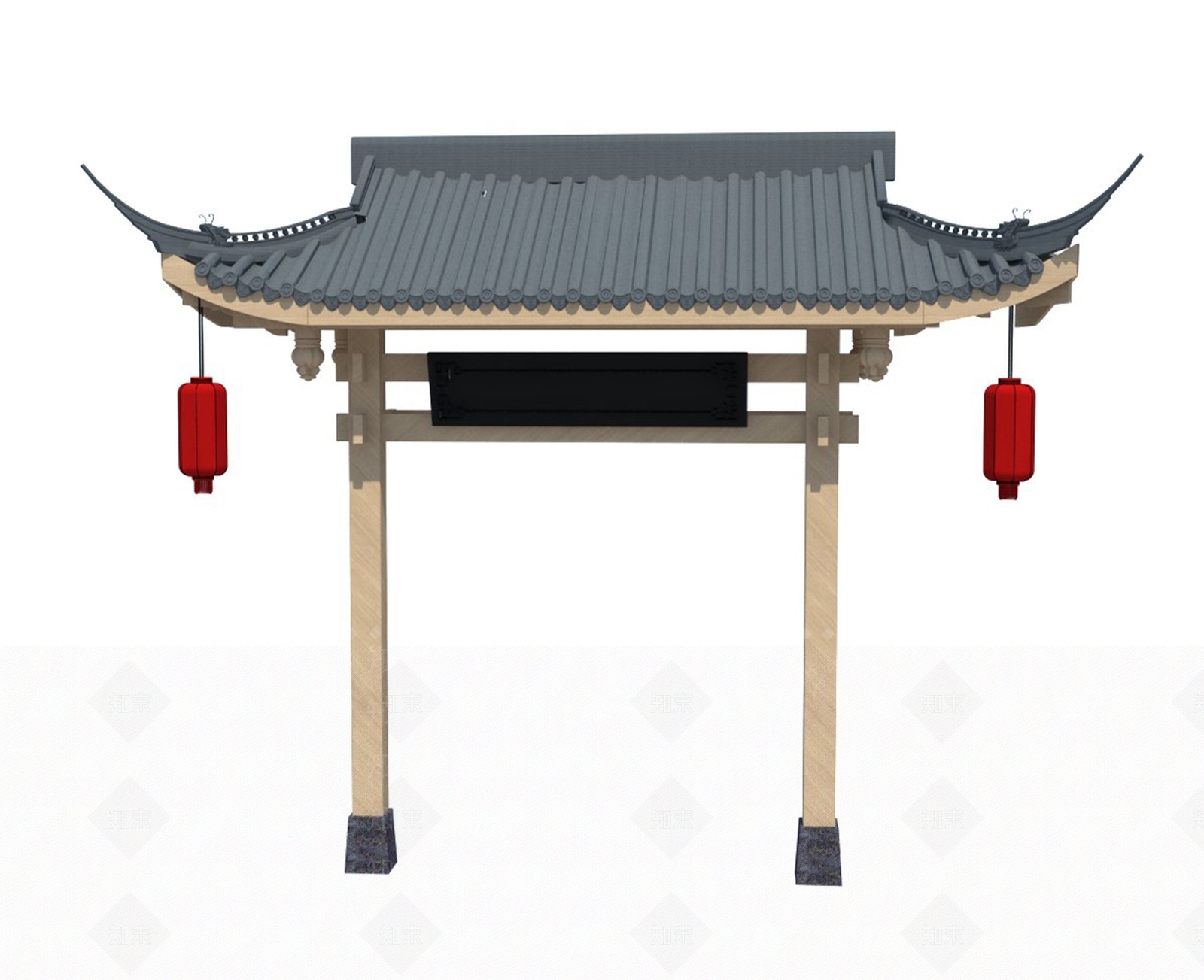 中式牌坊牌楼SU模型下载【ID:481083564】