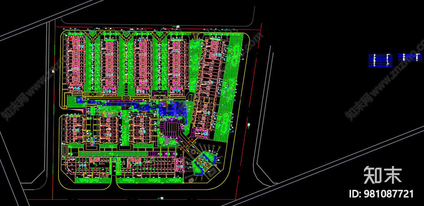 小区详细植物配置图施工图下载【ID:981087721】