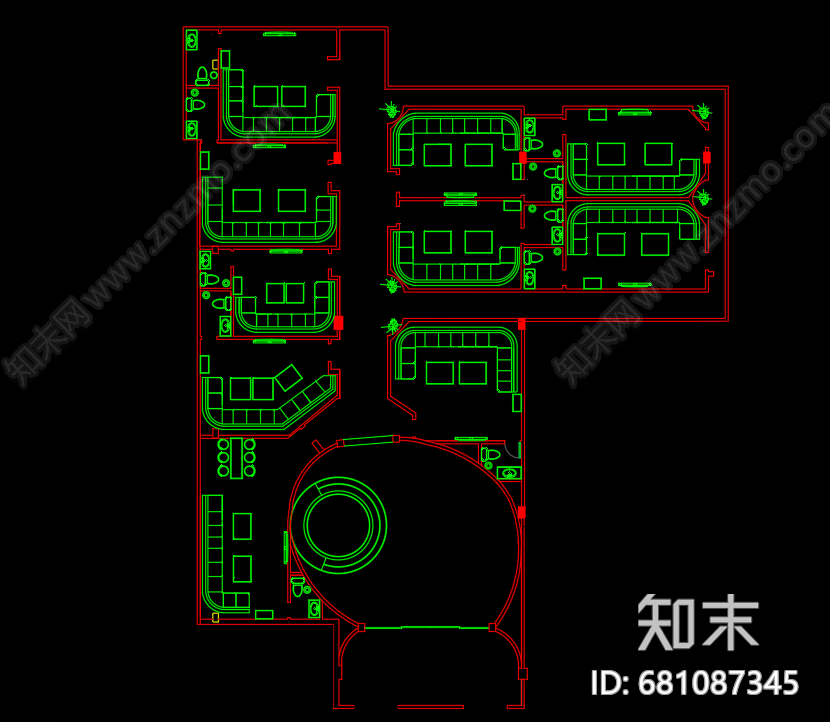 欧式KTV包房cad施工图下载【ID:681087345】
