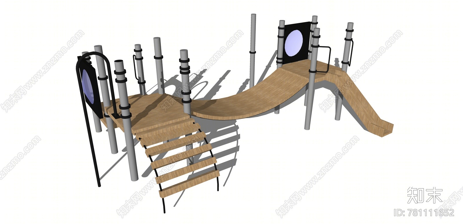 现代风格儿童滑梯SU模型下载【ID:781111652】
