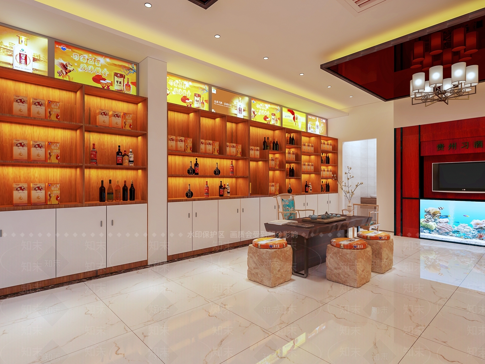 新中式烟酒店3D模型下载【ID:681125156】