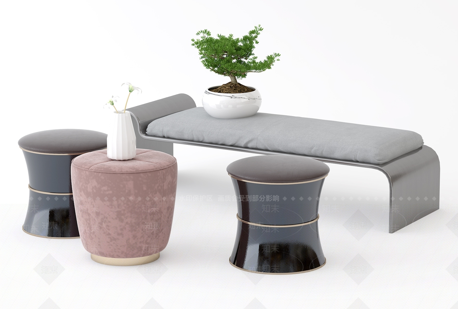 现代床尾凳3D模型下载【ID:481137382】