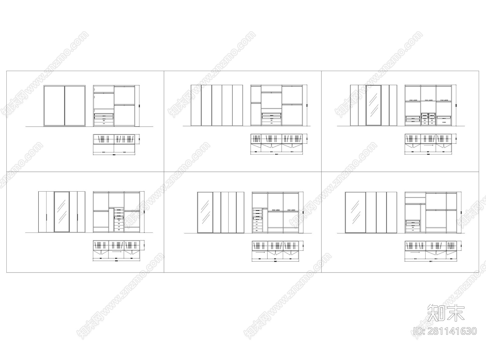 衣柜图块施工图下载【ID:281141630】