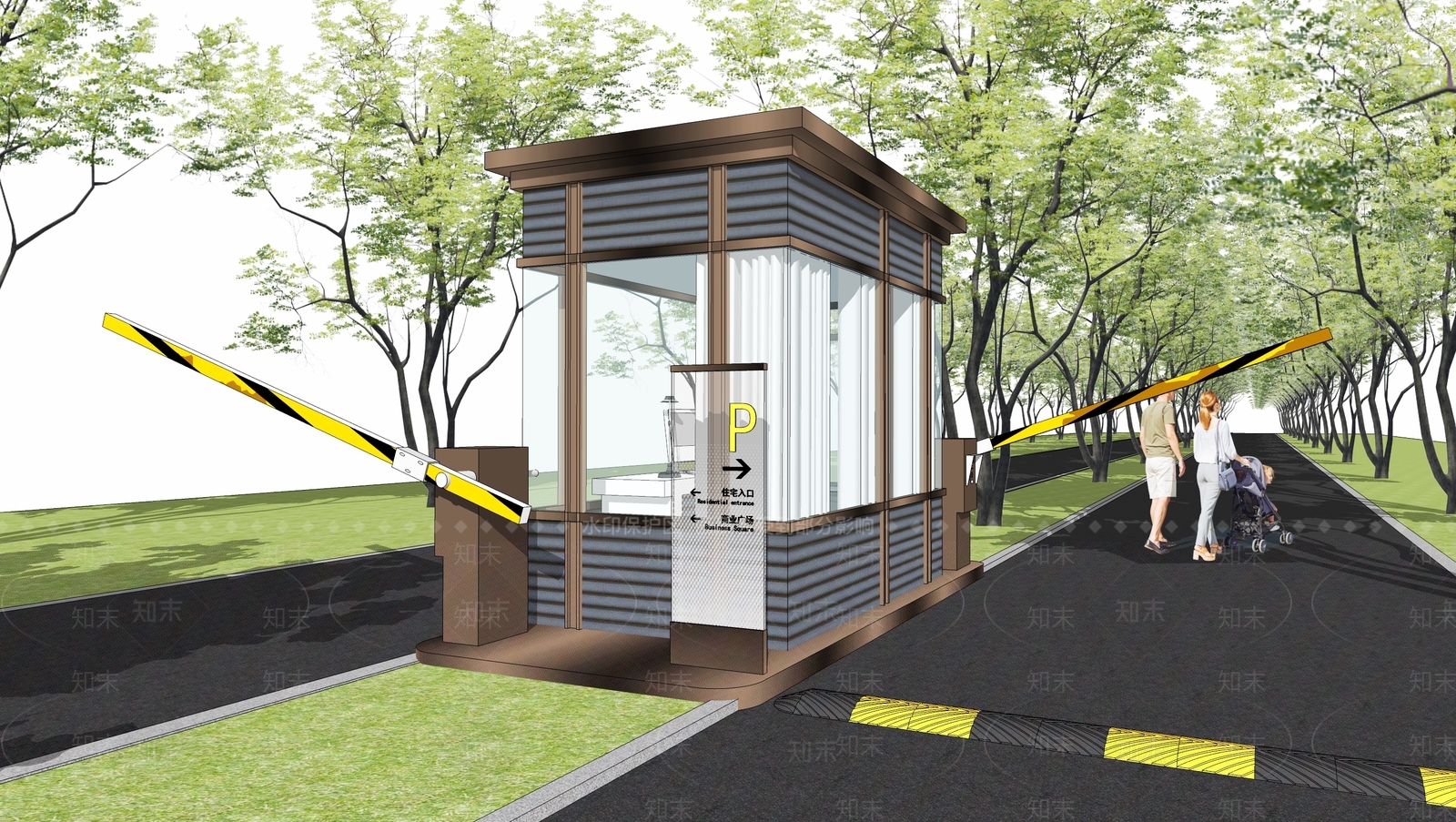 现代风格亭子SU模型下载【ID:581147499】