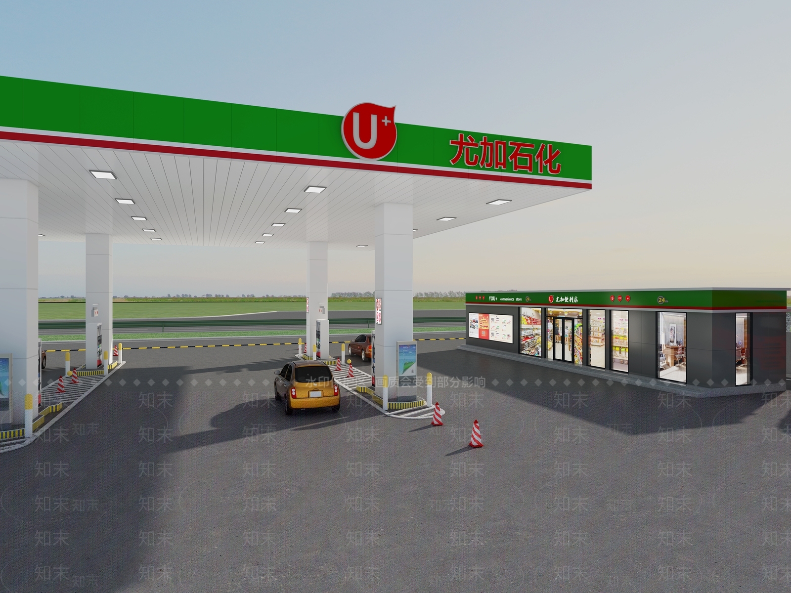 现代加油站3D模型下载【ID:481199146】