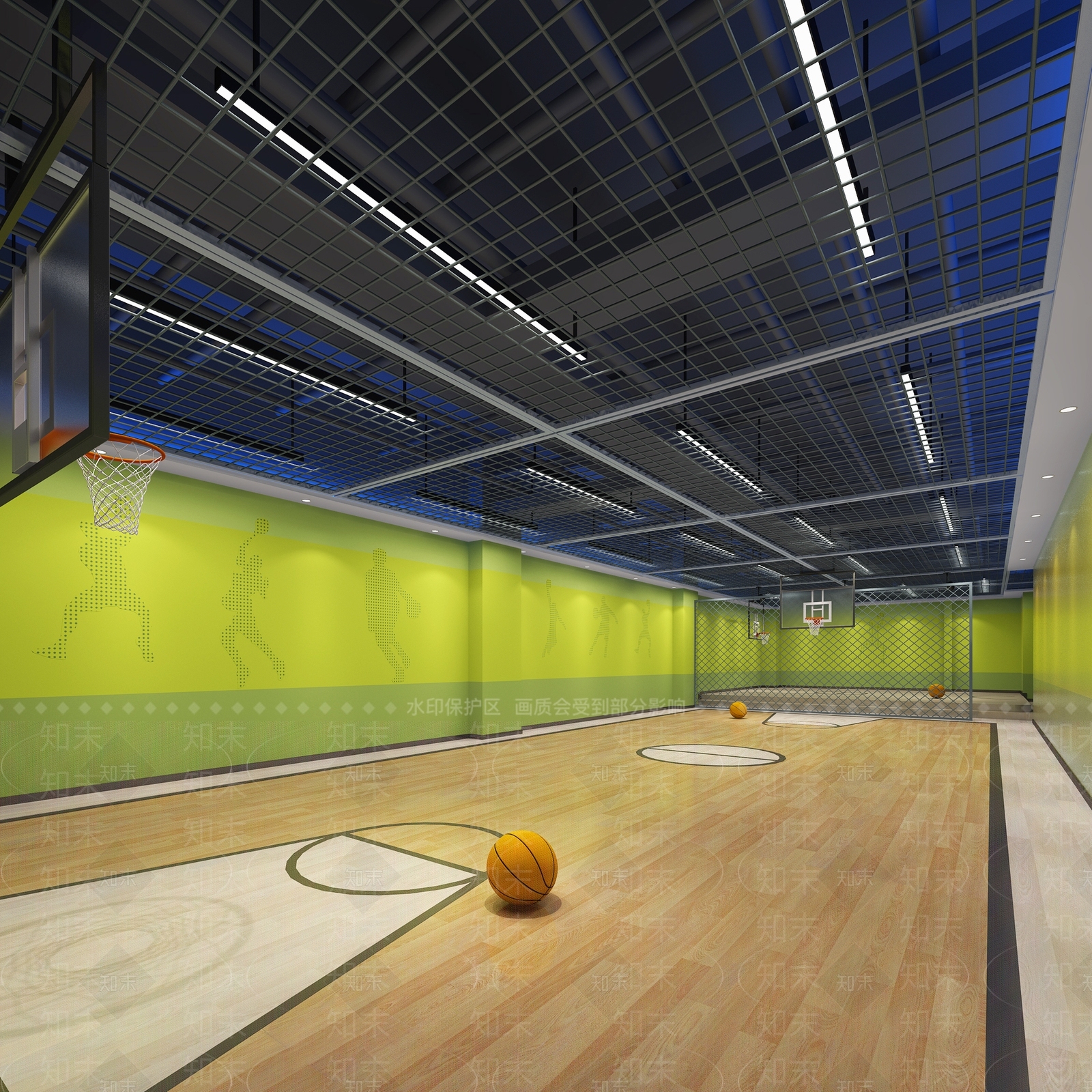 现代篮球场3D模型下载【ID:381202892】