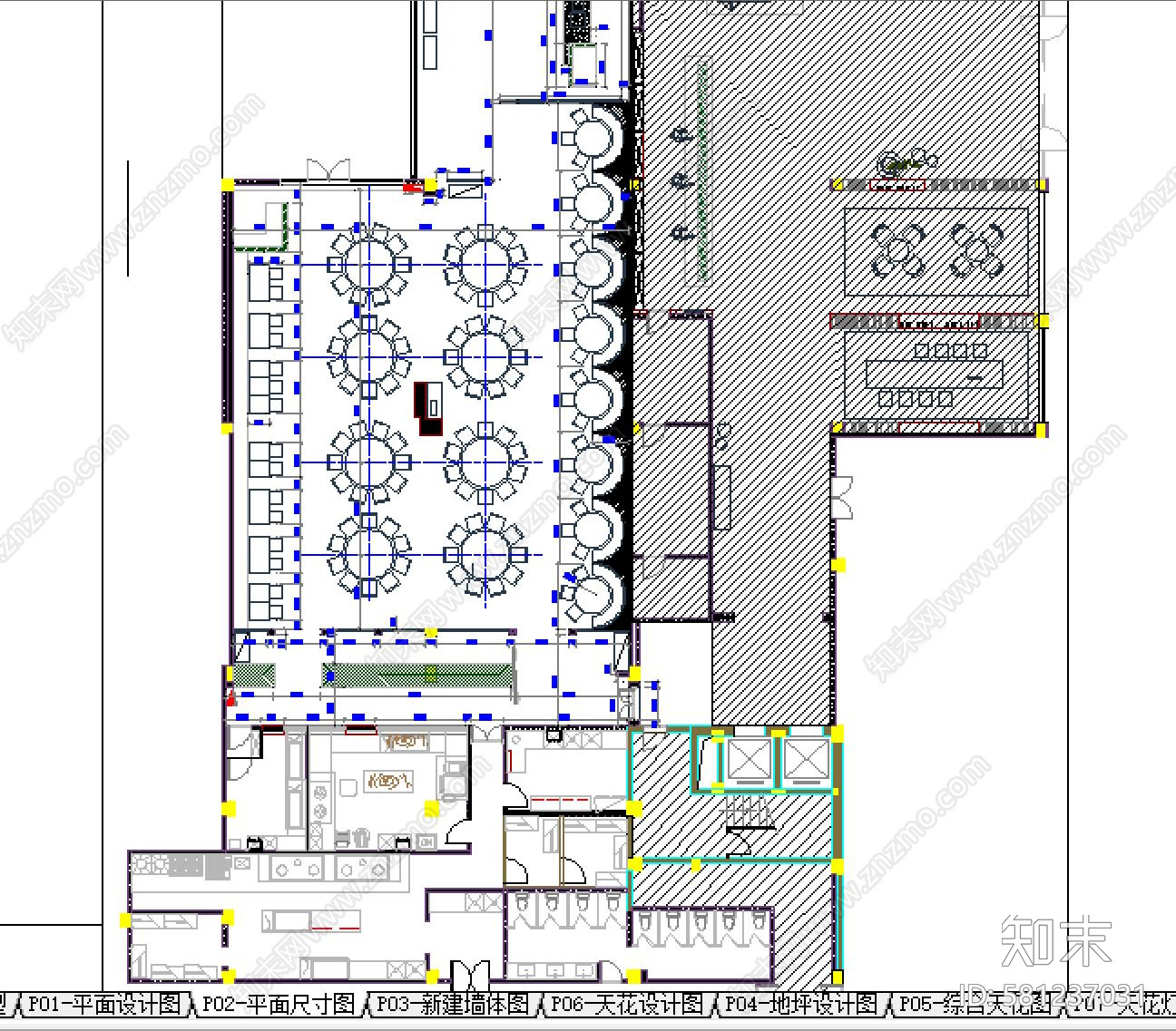 吴中路冶春茶社施工图下载【ID:581237031】