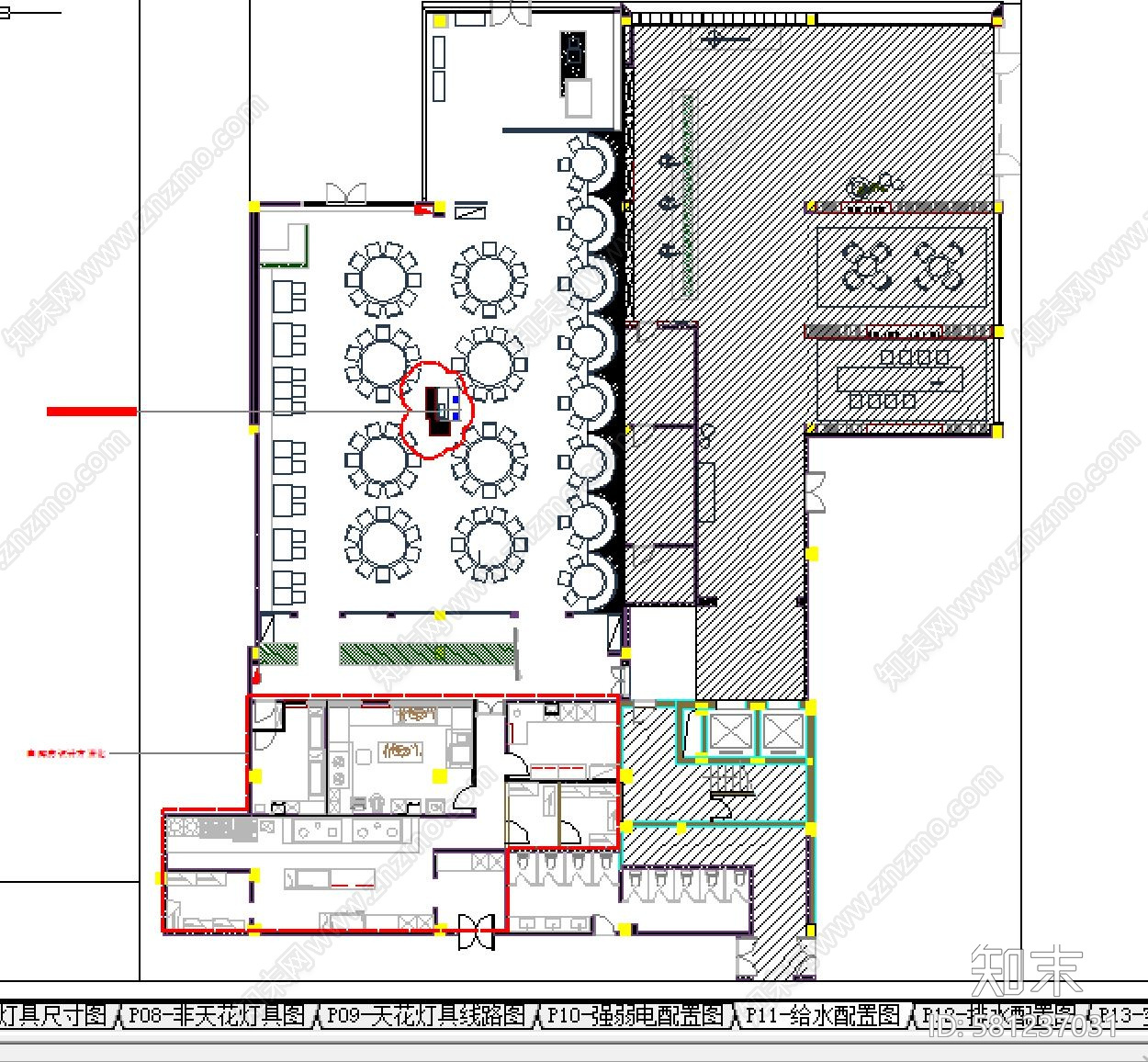 吴中路冶春茶社施工图下载【ID:581237031】