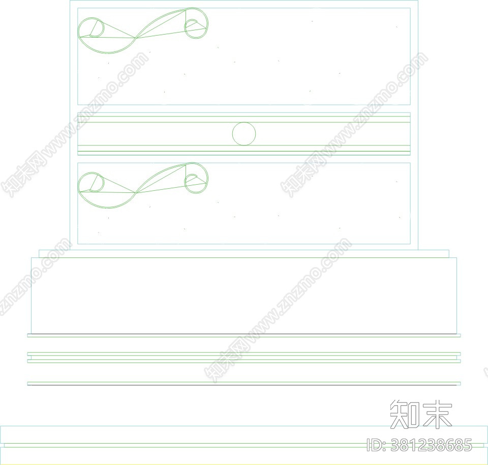 低隔断图块cad施工图下载【ID:381238685】