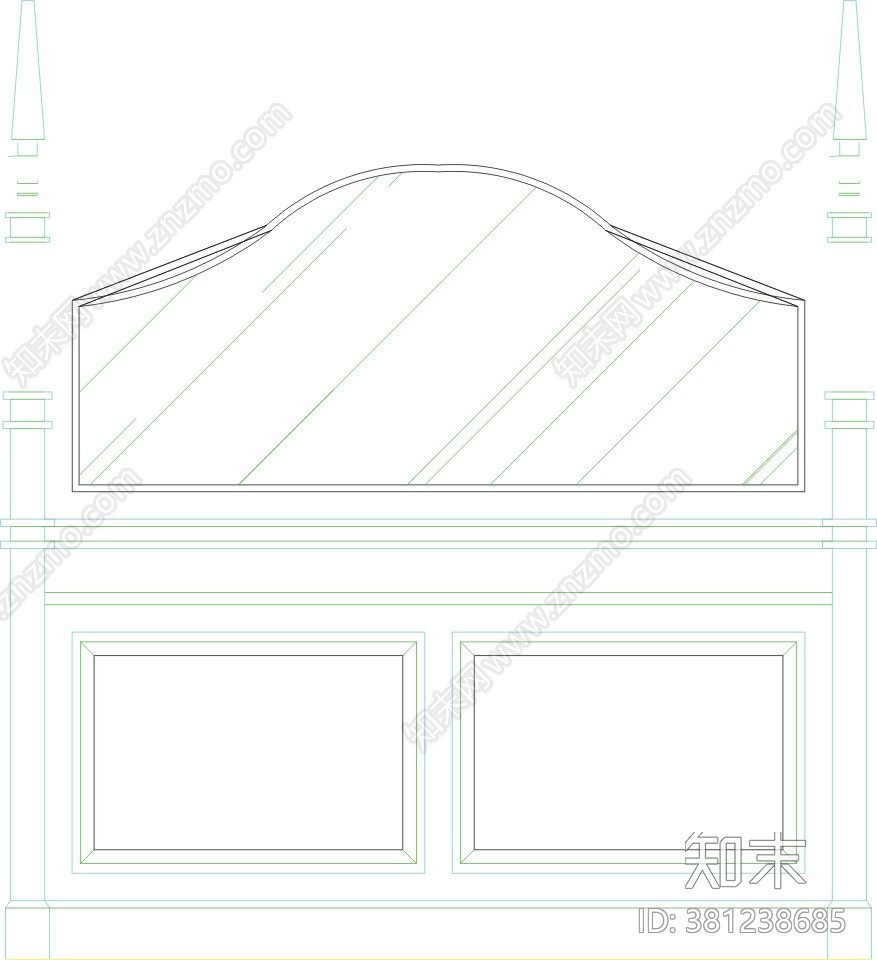 低隔断图块cad施工图下载【ID:381238685】