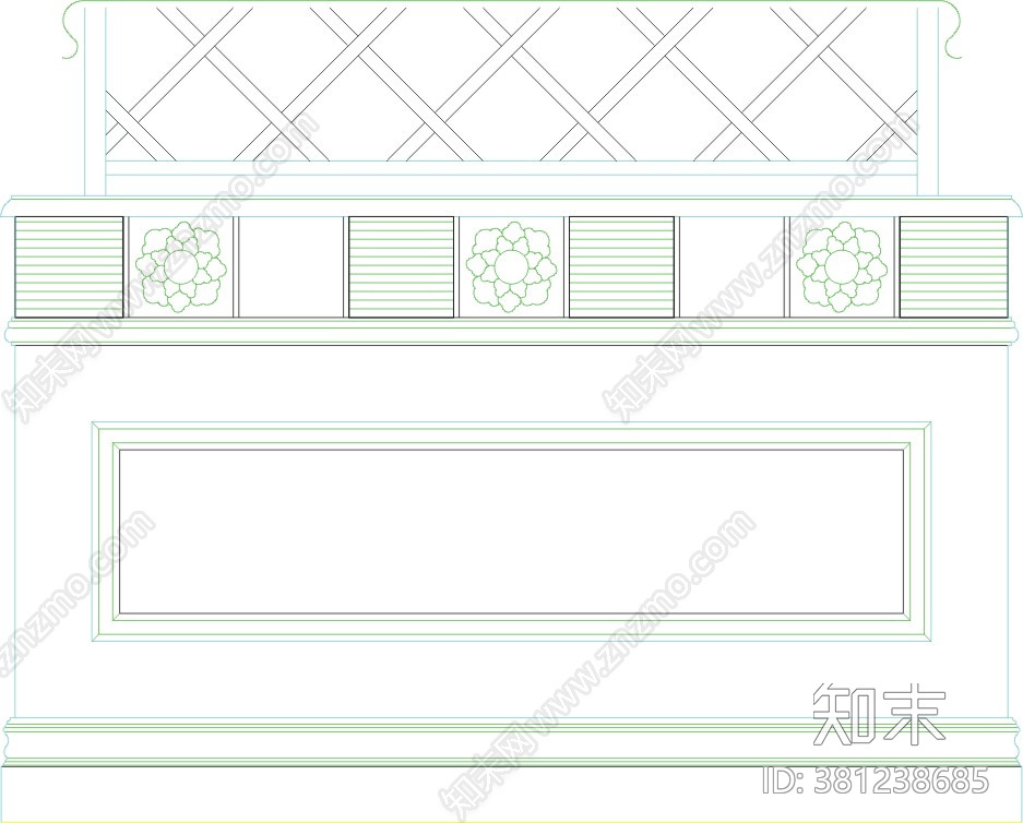 低隔断图块cad施工图下载【ID:381238685】