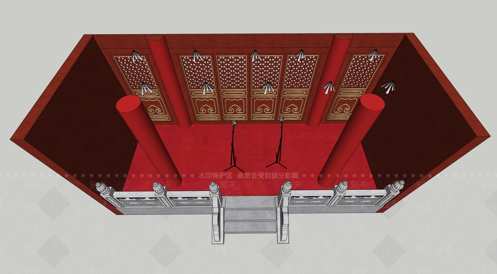 新中式展厅SU模型下载【ID:281379920】
