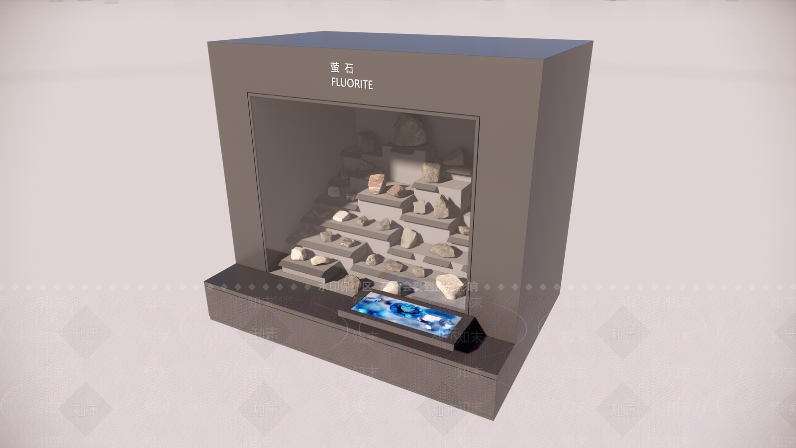 现代石头展柜SU模型下载【ID:782180575】