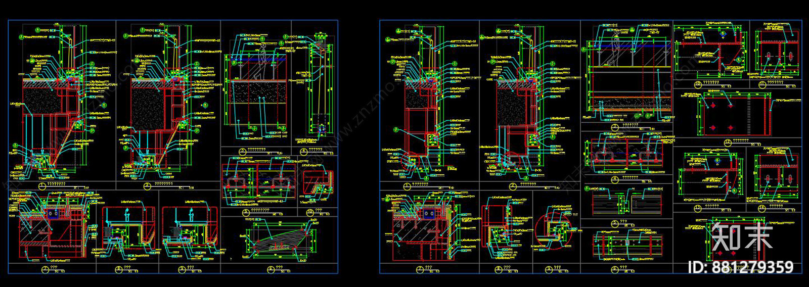 中庭栏杆施工图下载【ID:881279359】