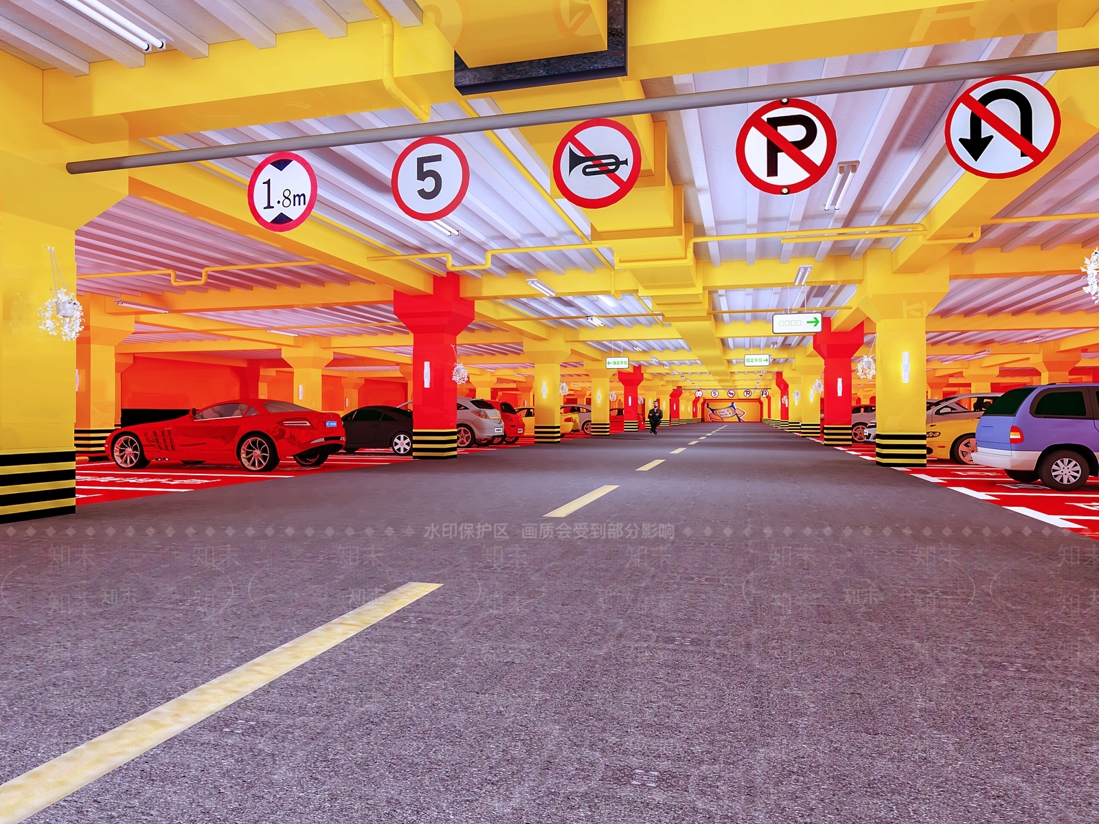 现代地下停车场3D模型下载【ID:281293681】