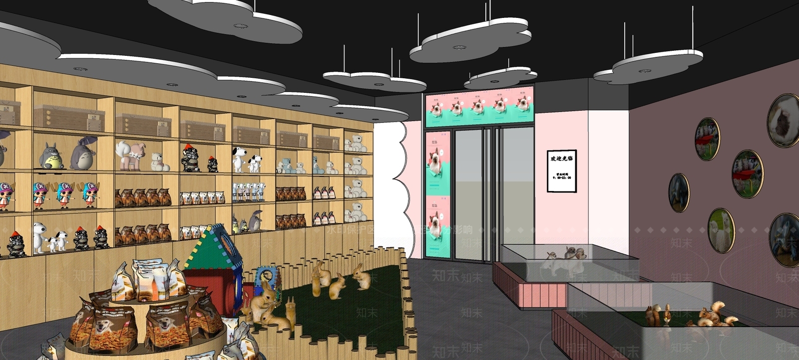 现代宠物店SU模型下载【ID:381305282】