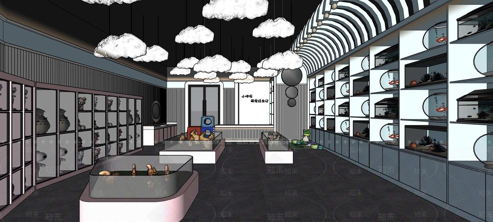 现代宠物店SU模型下载【ID:381312203】