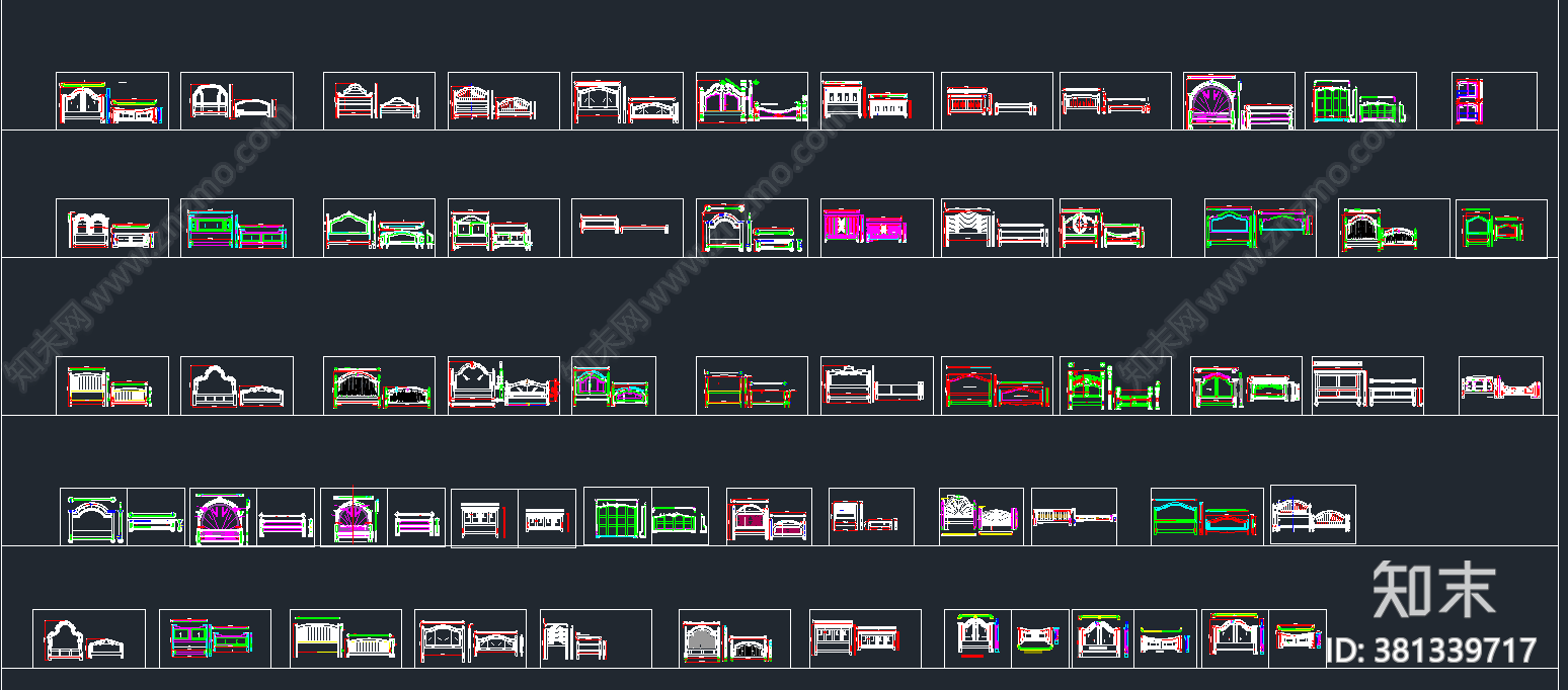 实木床cad施工图下载【ID:381339717】