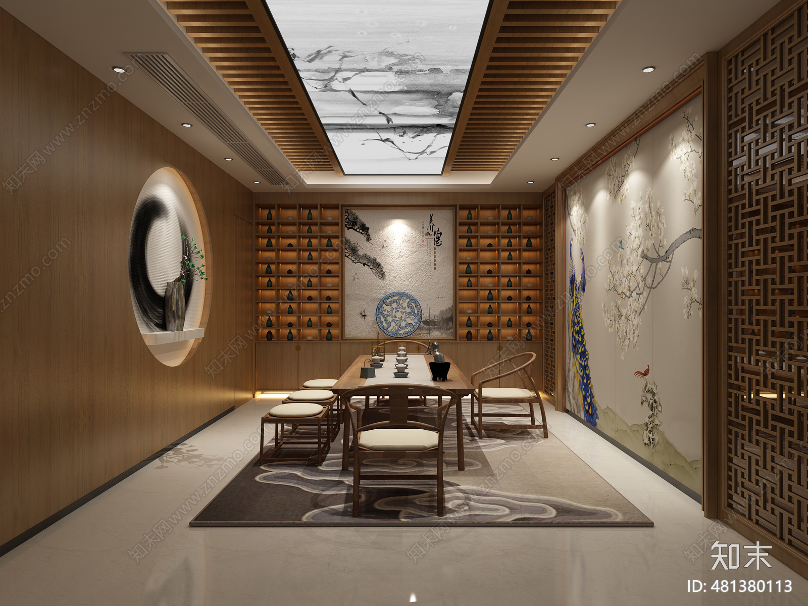 中式办公cad施工图下载【ID:481380113】