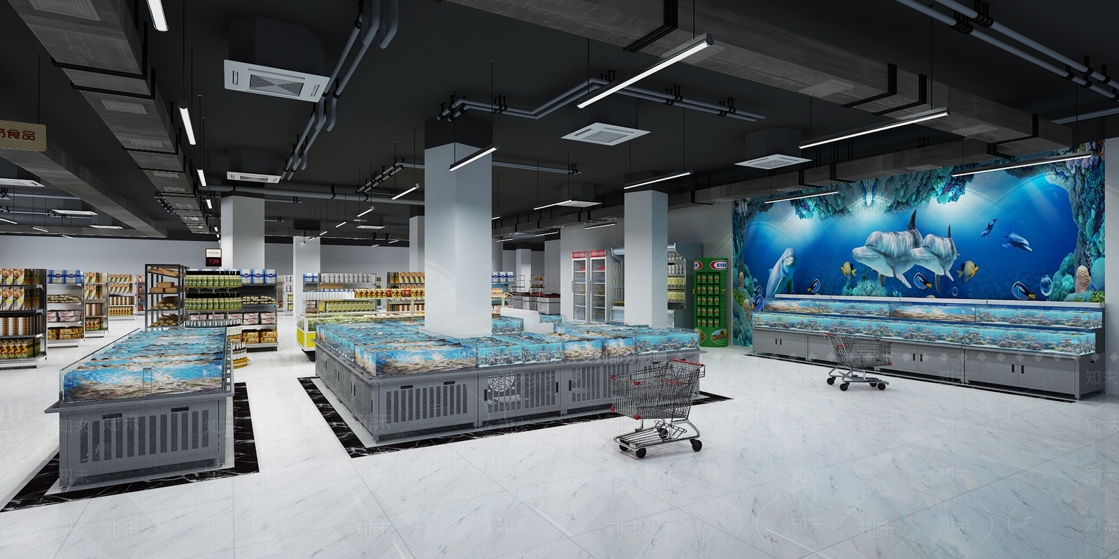工业风超市3D模型下载【ID:581381307】