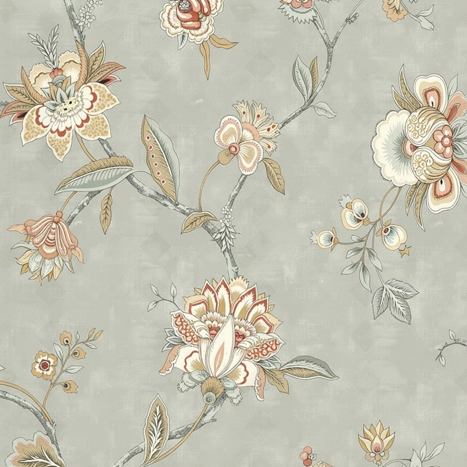 美式田园壁布贴图下载【ID:1195337558】