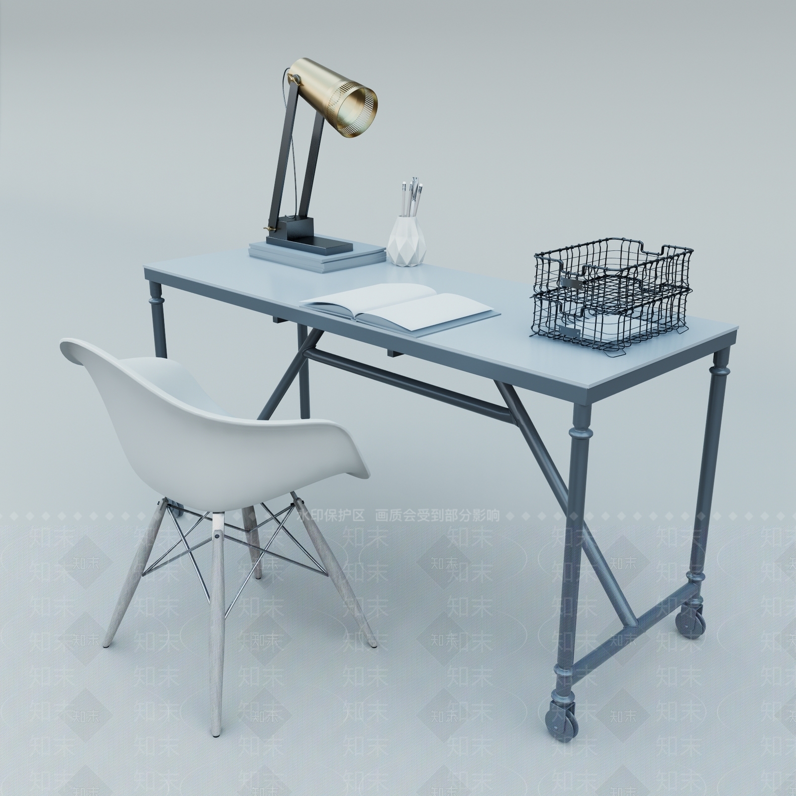 现代风格书桌SU模型下载【ID:681426756】