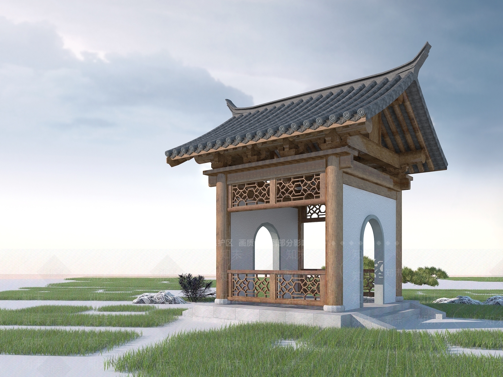 中式亭子3D模型下载【ID:681443088】