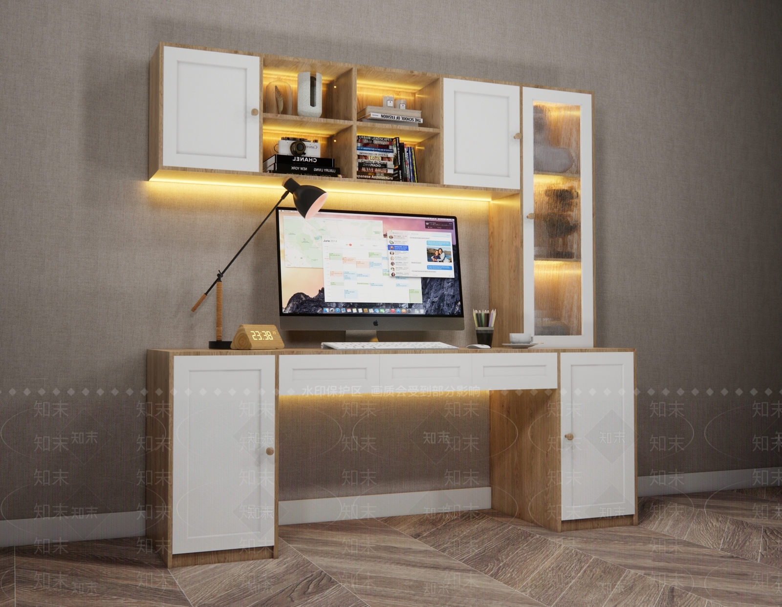 现代风格书桌SU模型下载【ID:681841709】