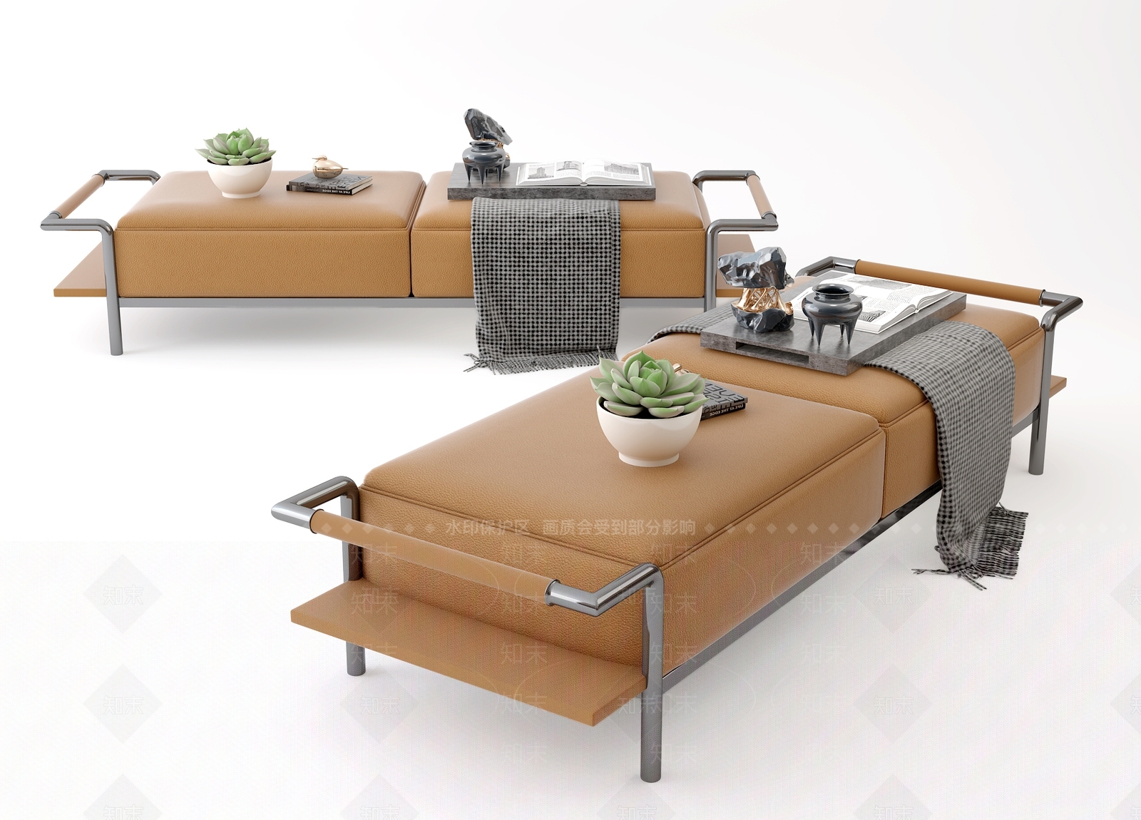 新中式床尾凳3D模型下载【ID:481449425】