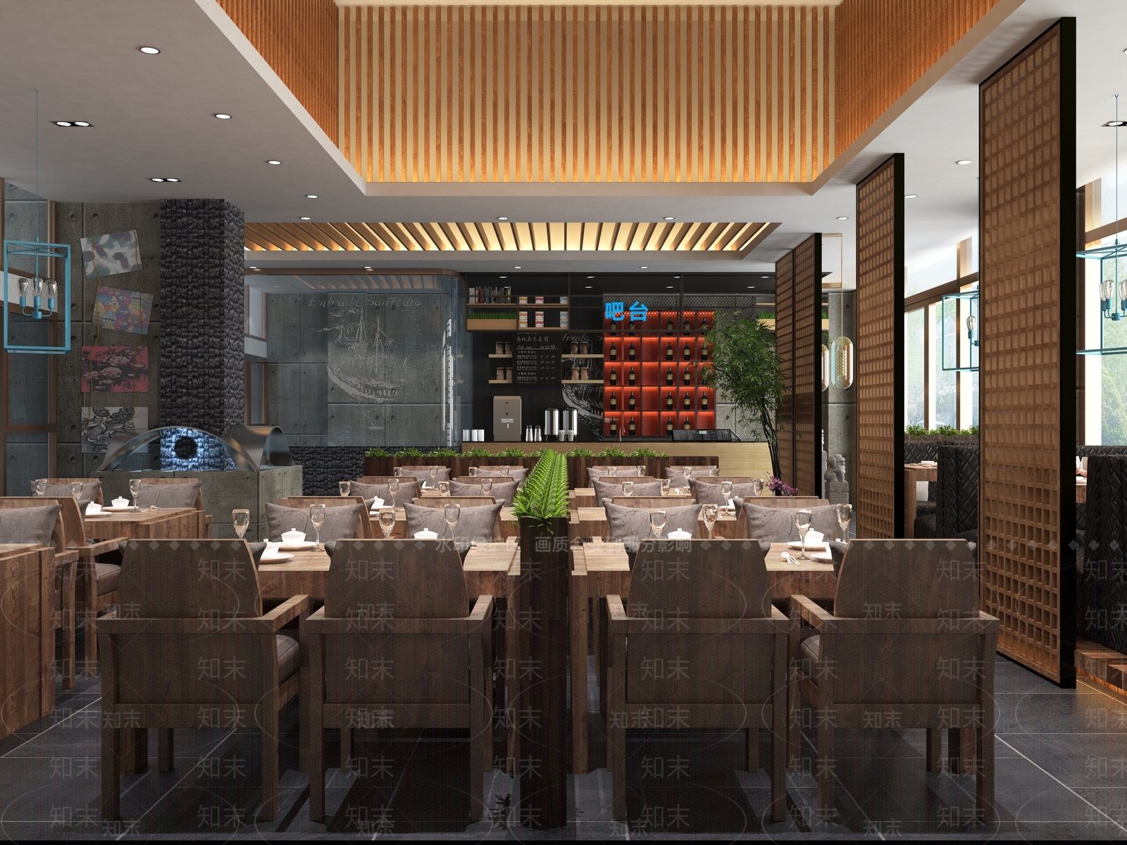 现代烤肉店3D模型下载【ID:381461230】