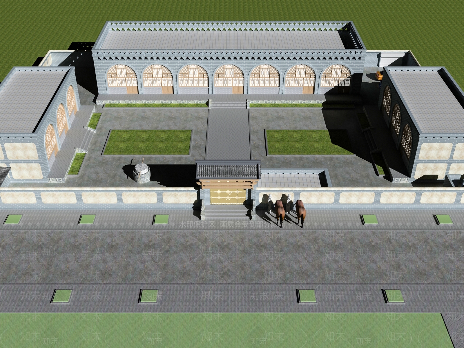 中式四合院3D模型下载【ID:681466851】