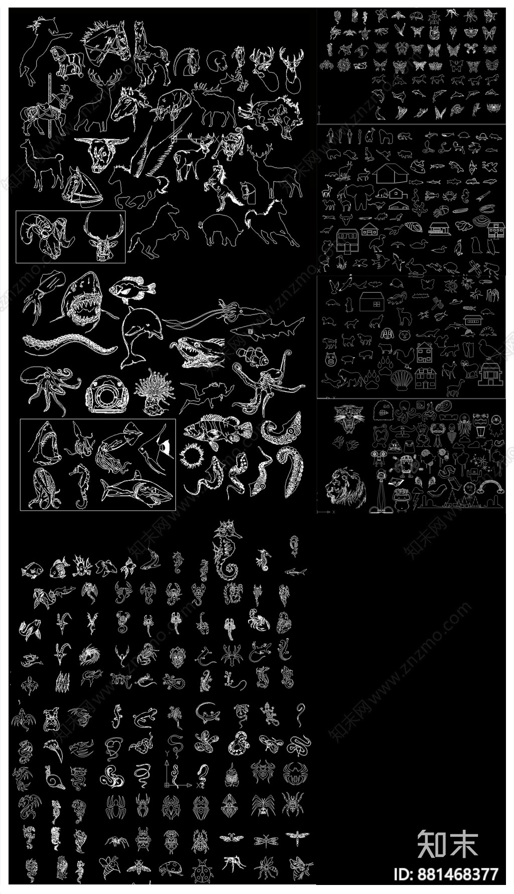 多种海底生物施工图下载【ID:881468377】