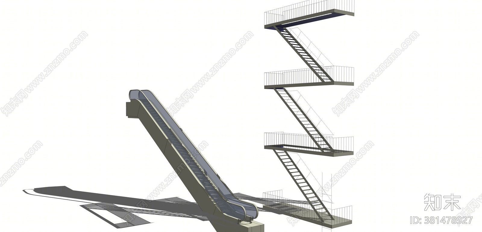 现代楼梯SU模型下载【ID:381478927】
