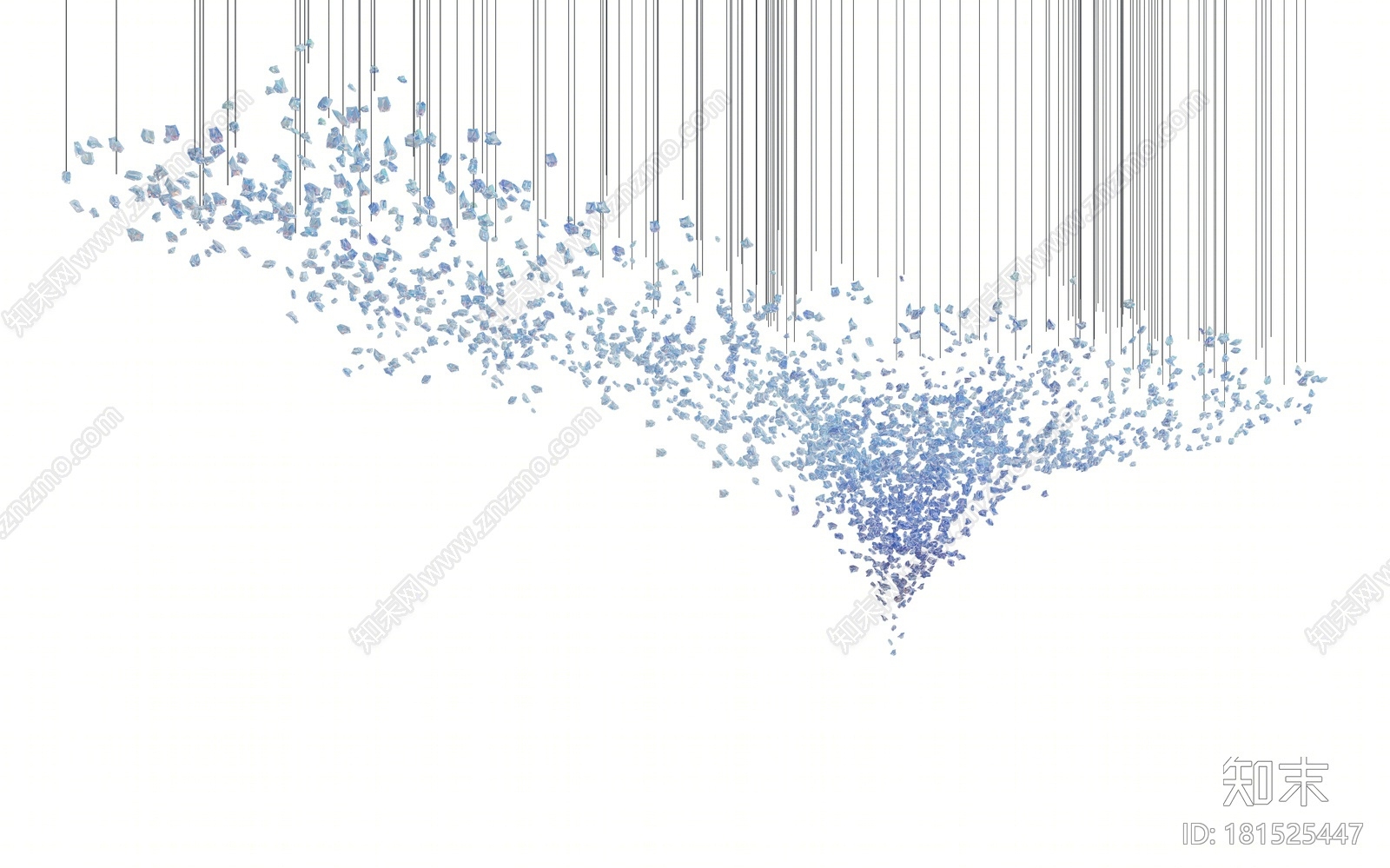 现代异形水晶吊灯3D模型下载【ID:181525447】