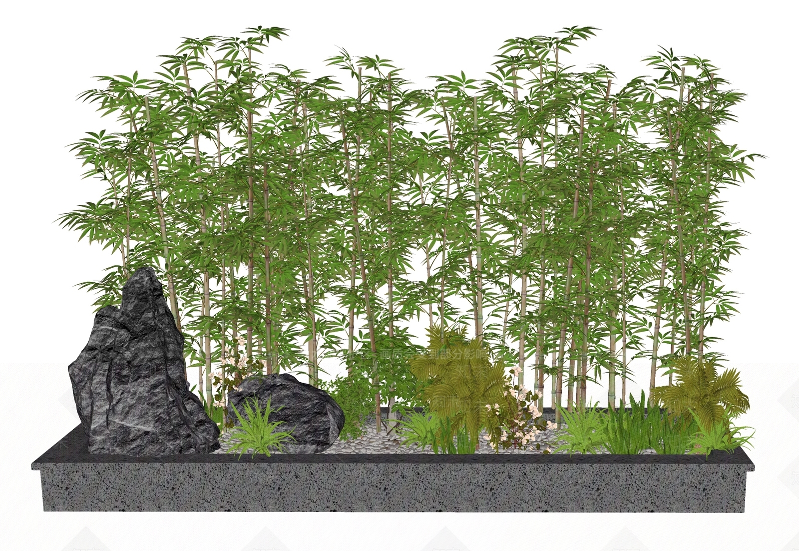 新中式花坛花钵SU模型下载【ID:981535788】